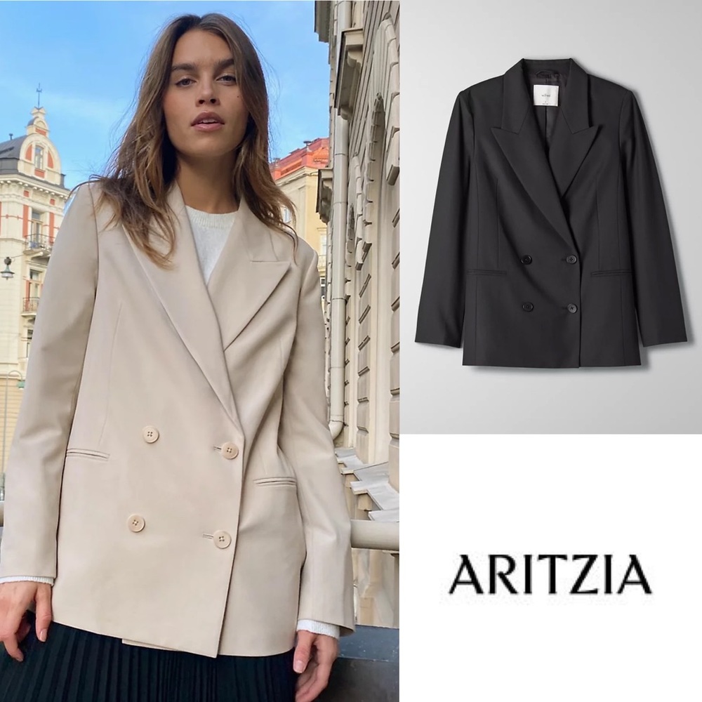 NWT Aritzia Wilfred Toledo Double Breasted Blazer Black size XS